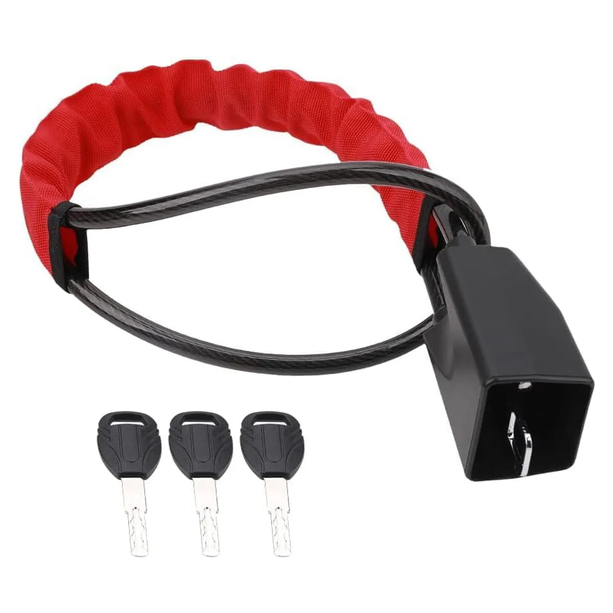 GENERICO - Seguro Bloqueo de Timón a Cinturón de Seguridad Rojo