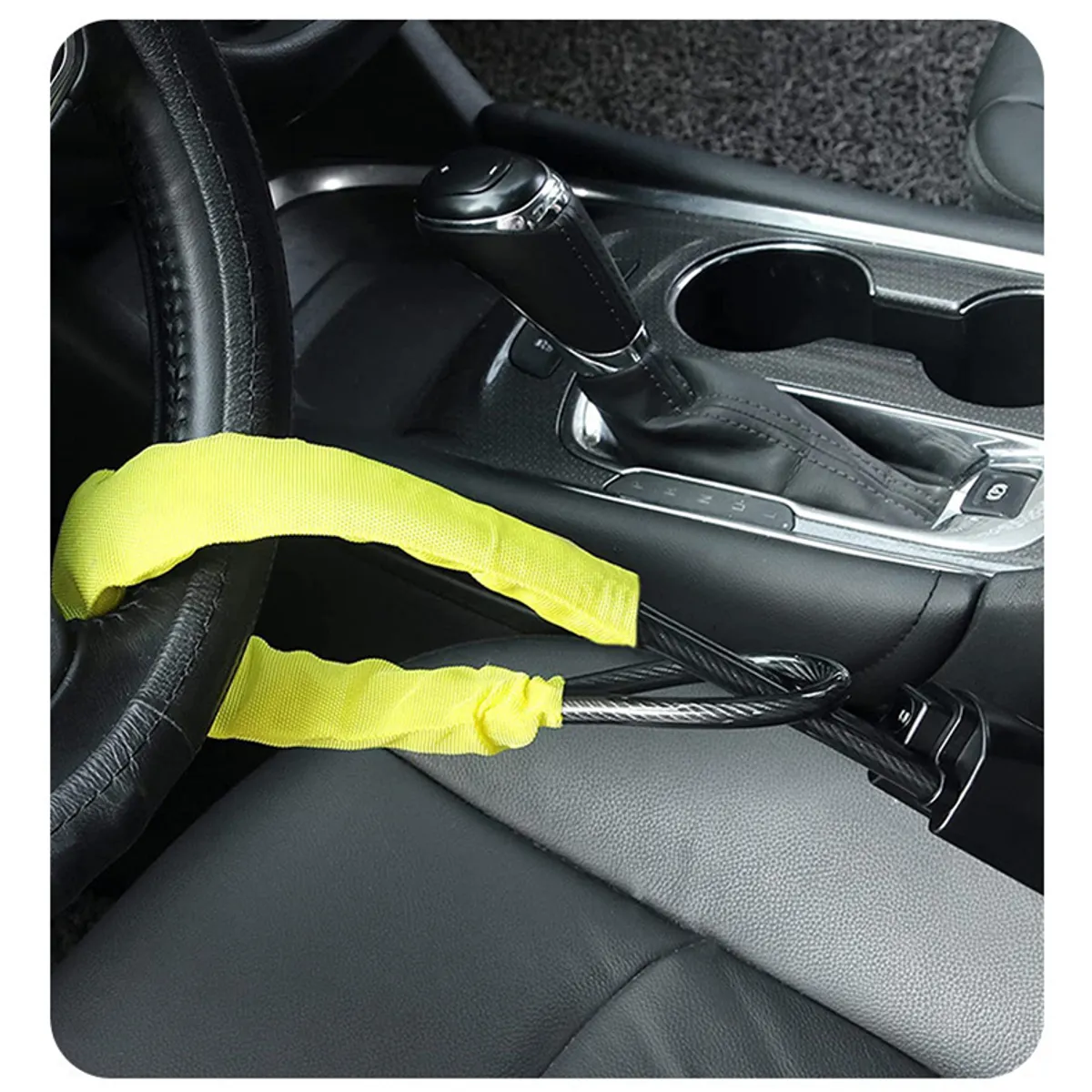 GENERICO - Seguro Bloqueo de Timón a Cinturón de Seguridad Negro