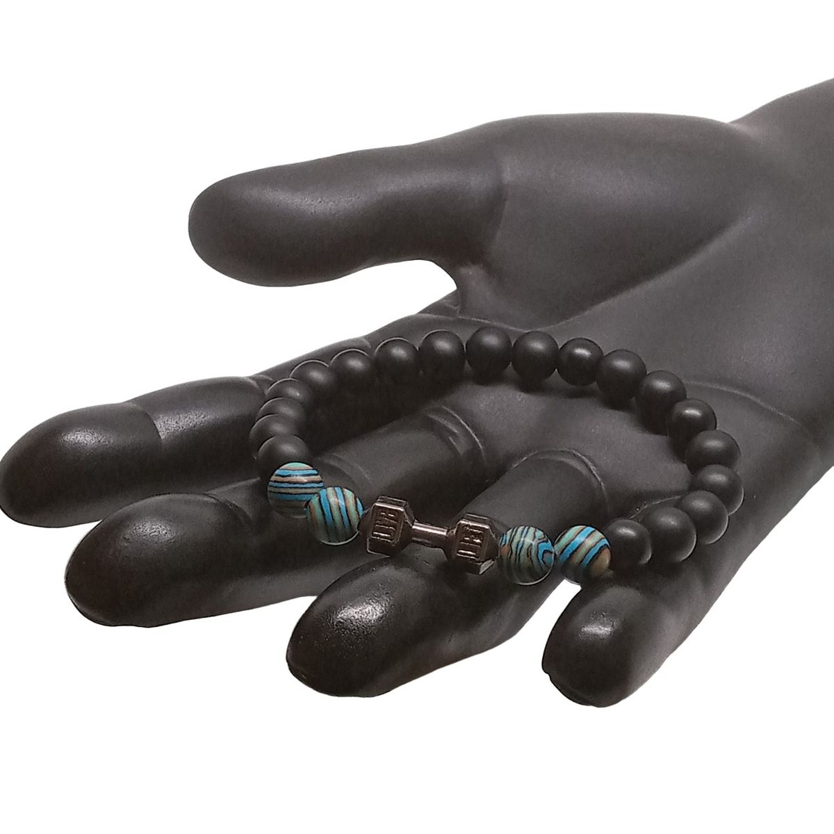 LUCYANA JOYAS Y ACCESORIOS - Pulsera para Hombre de Mancuerna Gym con Cuarzo Ónix Turqueza