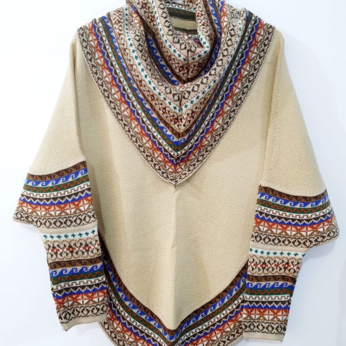 GENERICO - Poncho  Alpaca Con Manga 3/4 Y Gorro