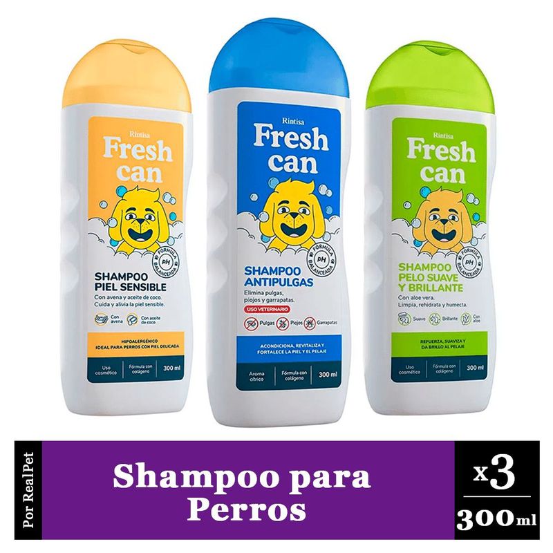 GENERICO - Pack x3 Shampoo para Perros Adultos Fresh Can Frasco 300 ml