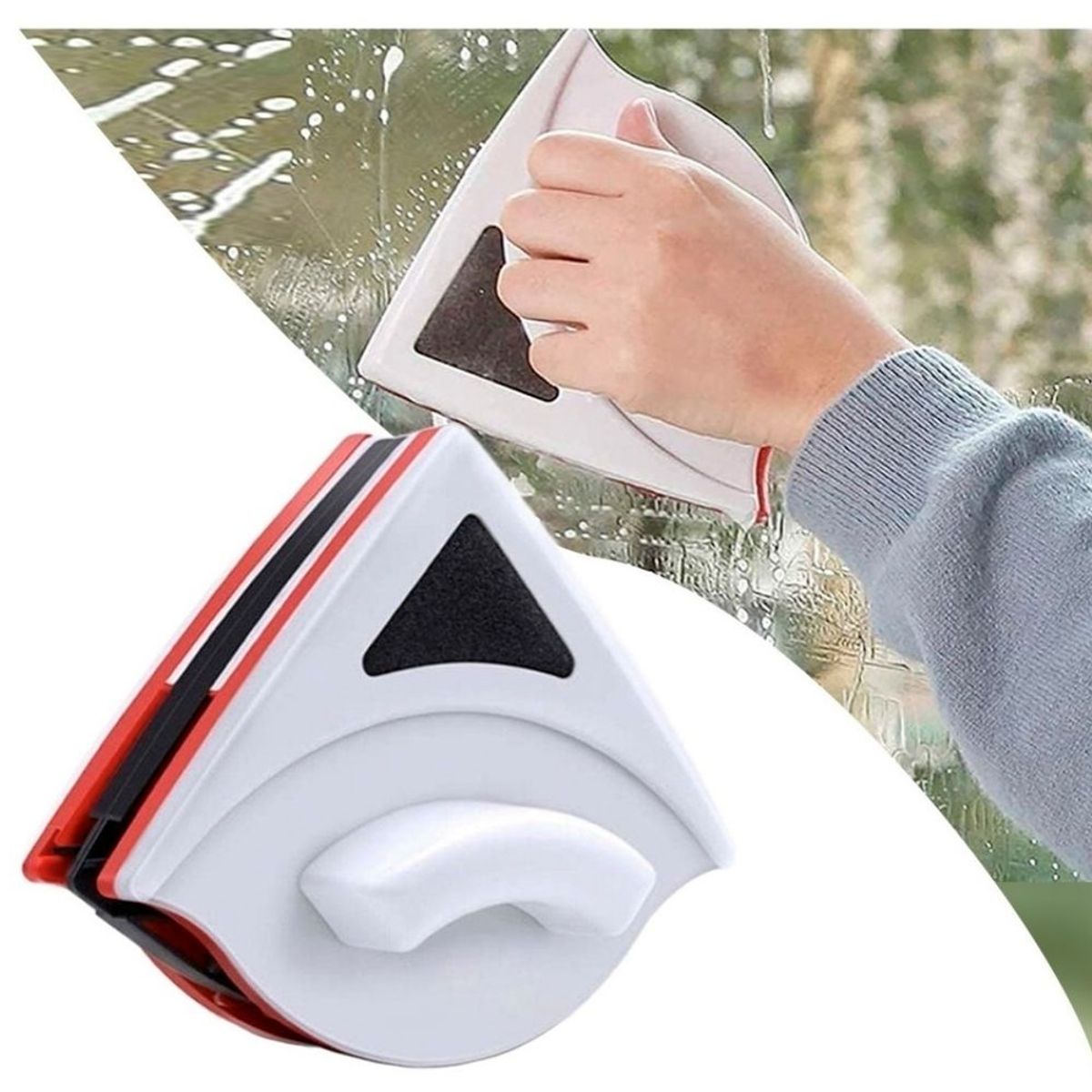 GENERICO - LimpiaVidrio Ventanas Esponja magnética Limpiador Triangular