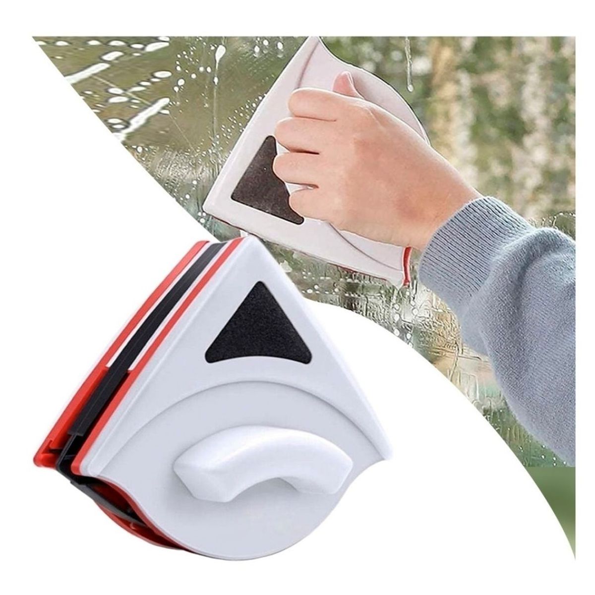 GENERICO - LimpiaVidrio Ventanas Esponja magnética Limpiador Triangular