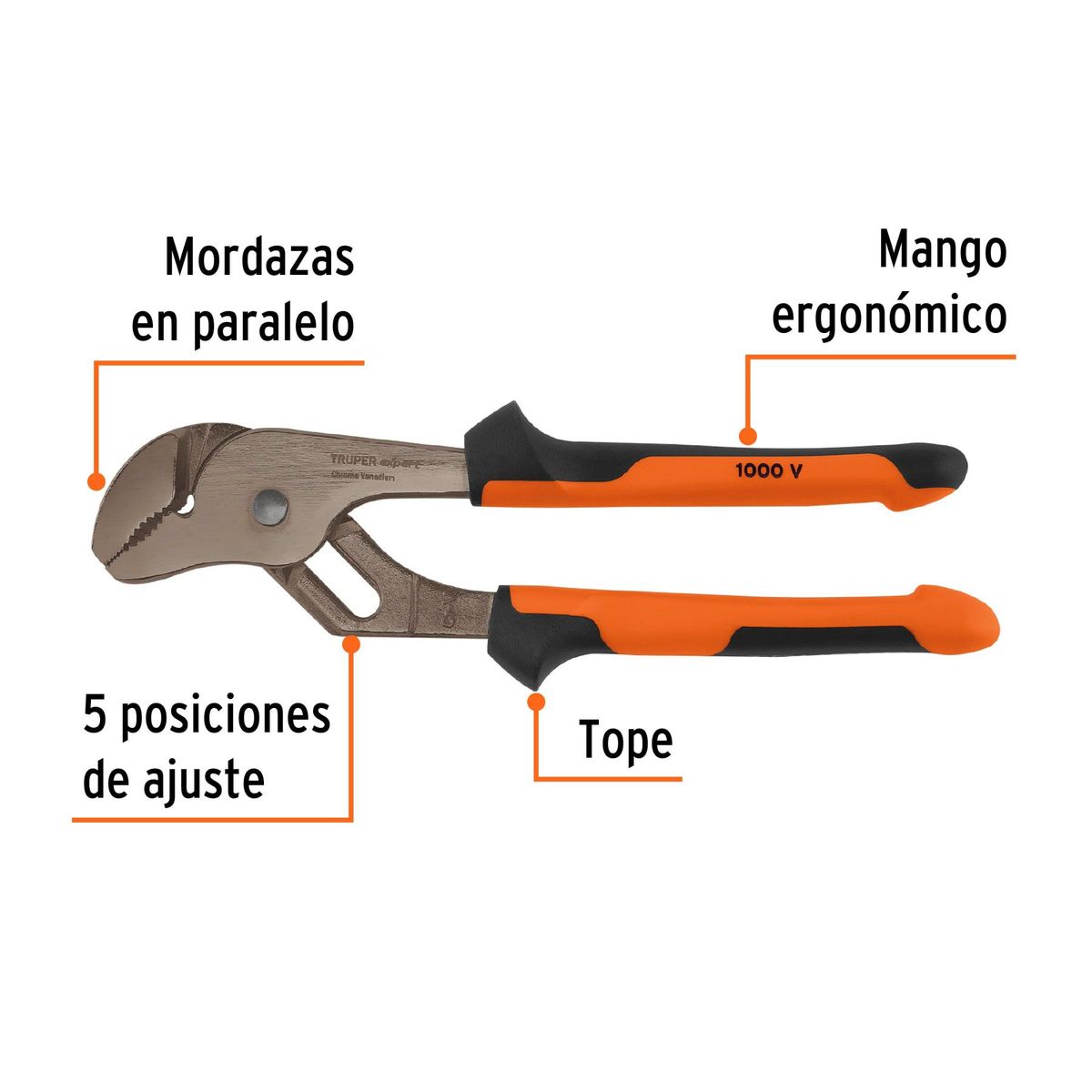 TRUPER - Alicate 8" (20cm) Pico de Loro Comfort Grip Profesional 102393 Truper