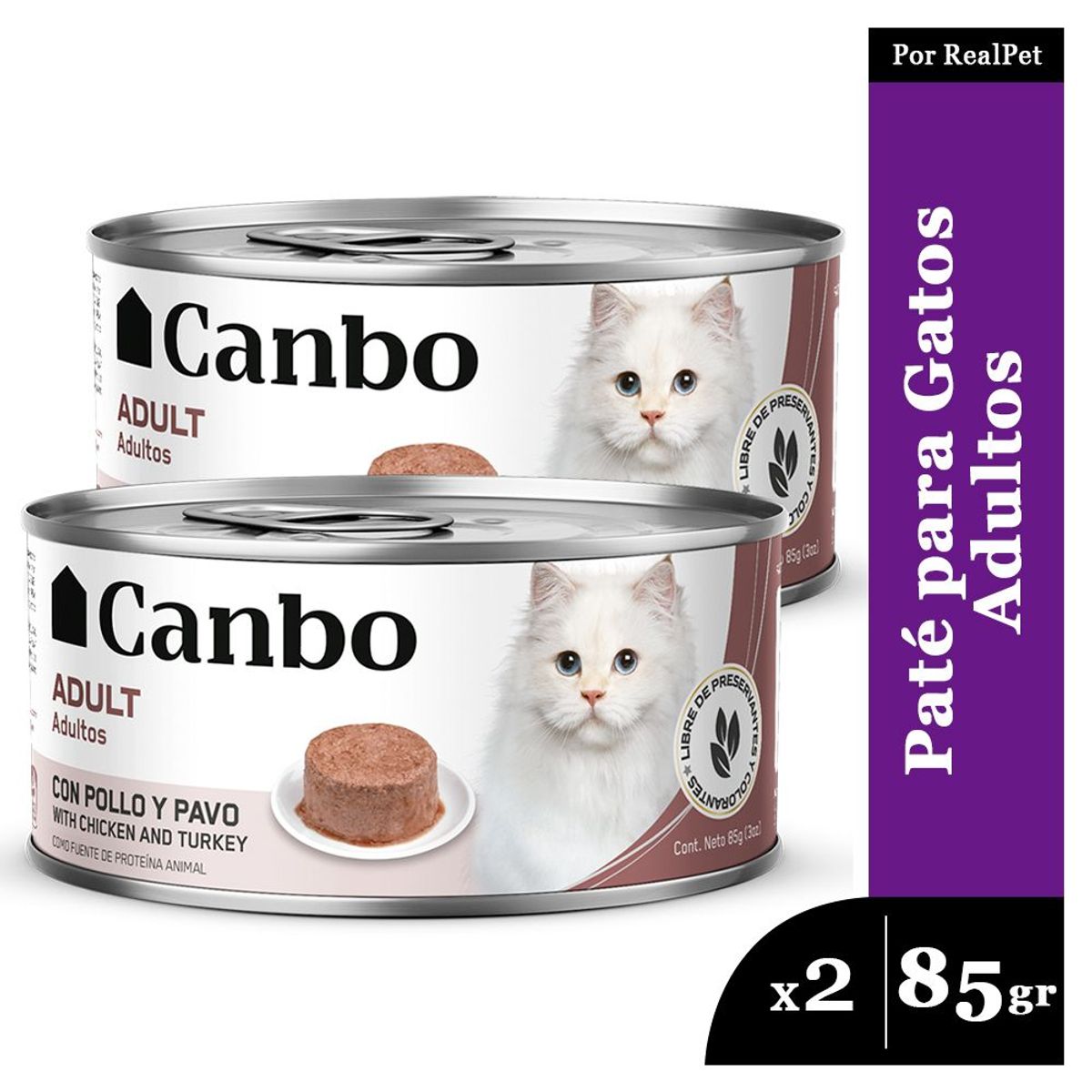 CANBO - Pack x2 Paté para Gato Adulto Canbo Pollo y Pavo 85 gr.