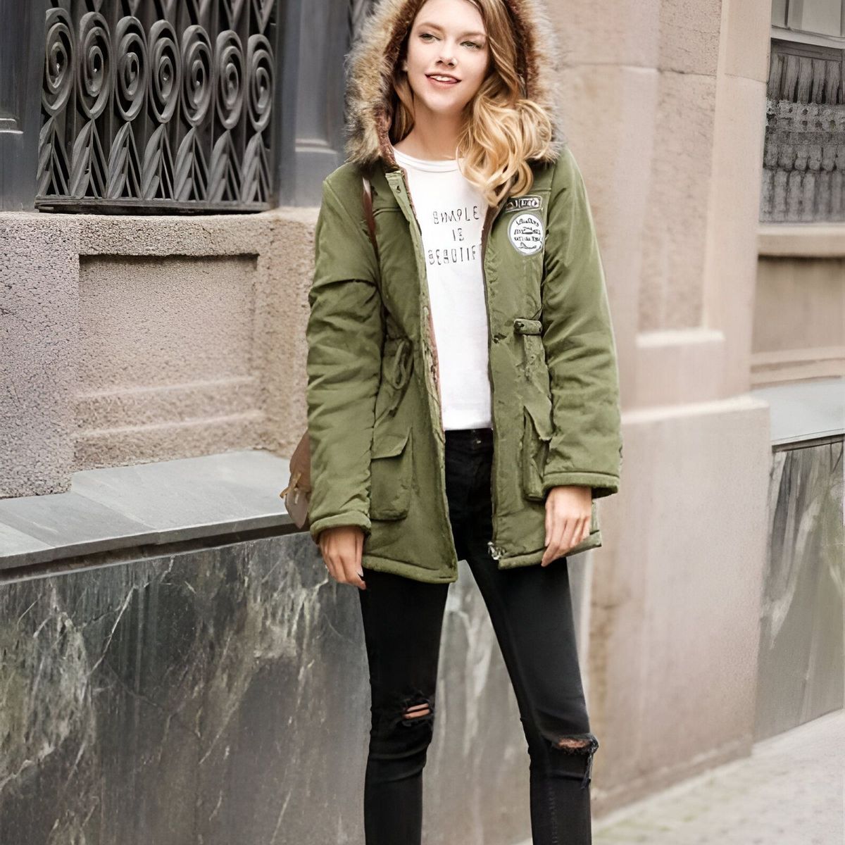 GENERICO - Casaca Abrigo para Mujer - Modelo Parka - Color Verde