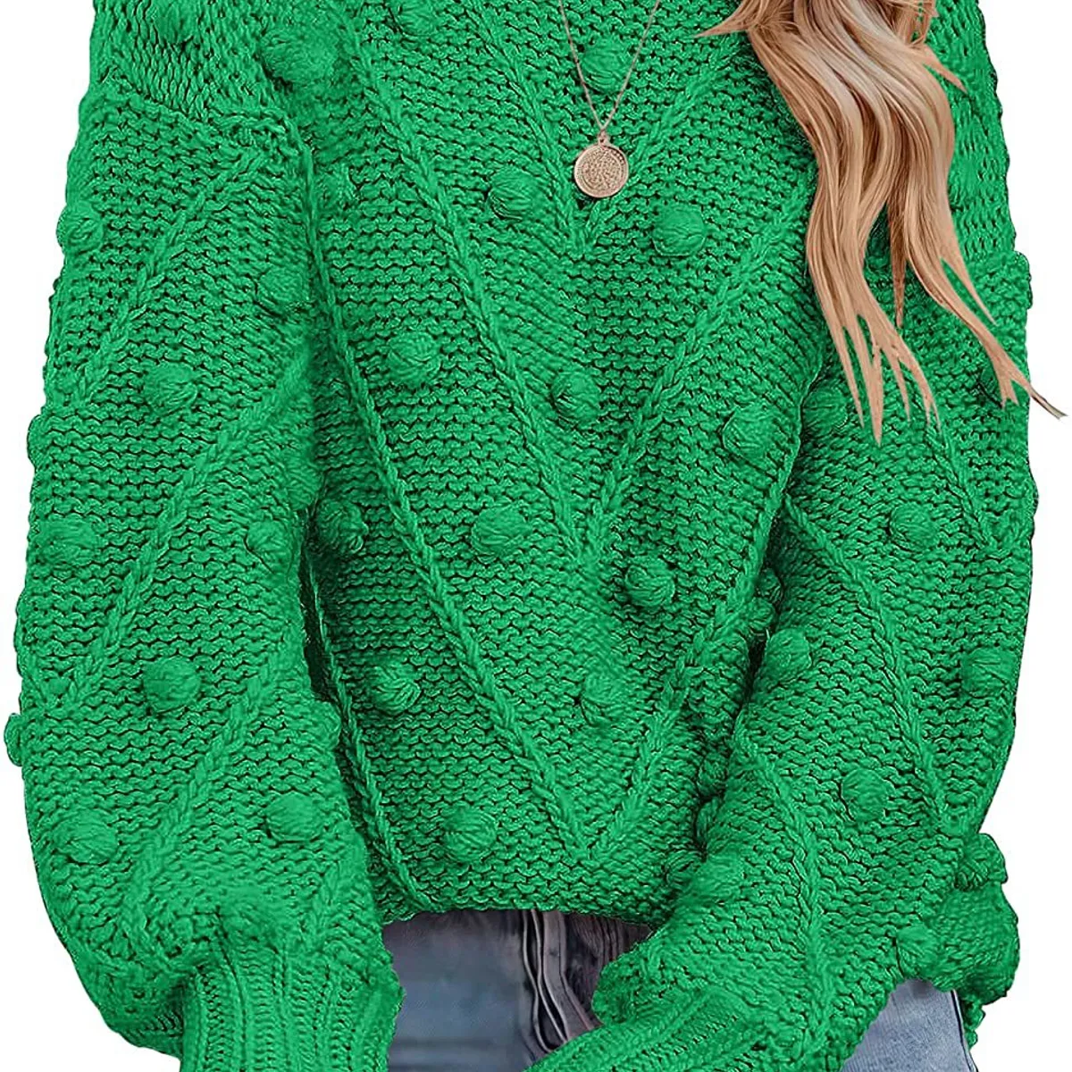 BLWOENS - Suéter de punto para Mujer -Verde