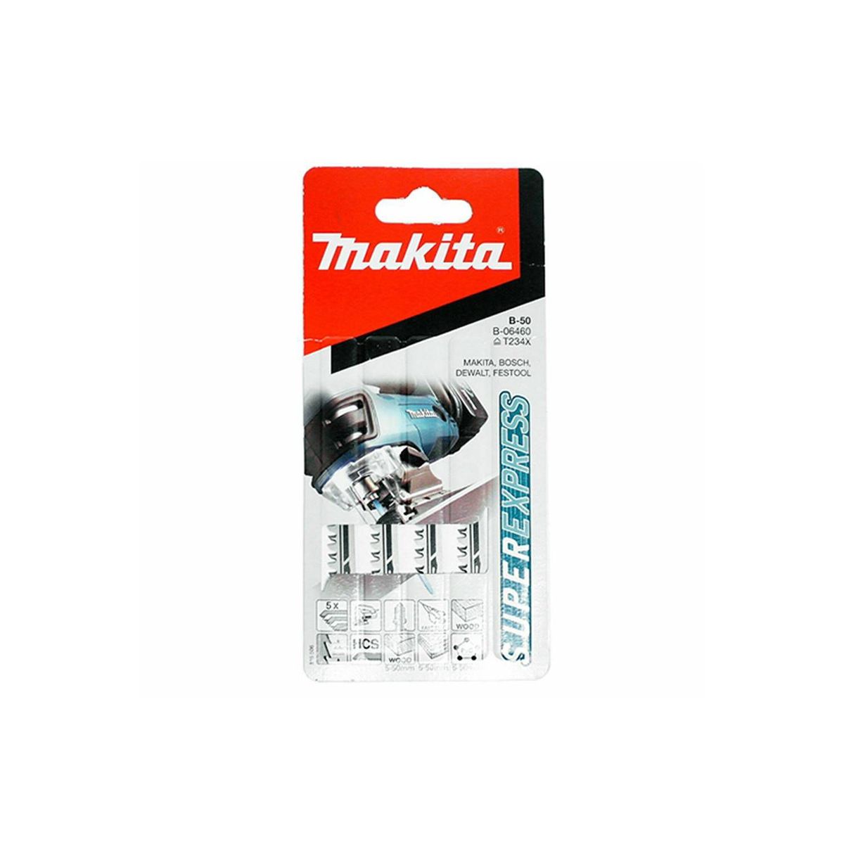 MAKITA - Sierra caladora para madera 3 T234X B-50 x5unid Corte recto SUPER EXPRESS 8-50mm