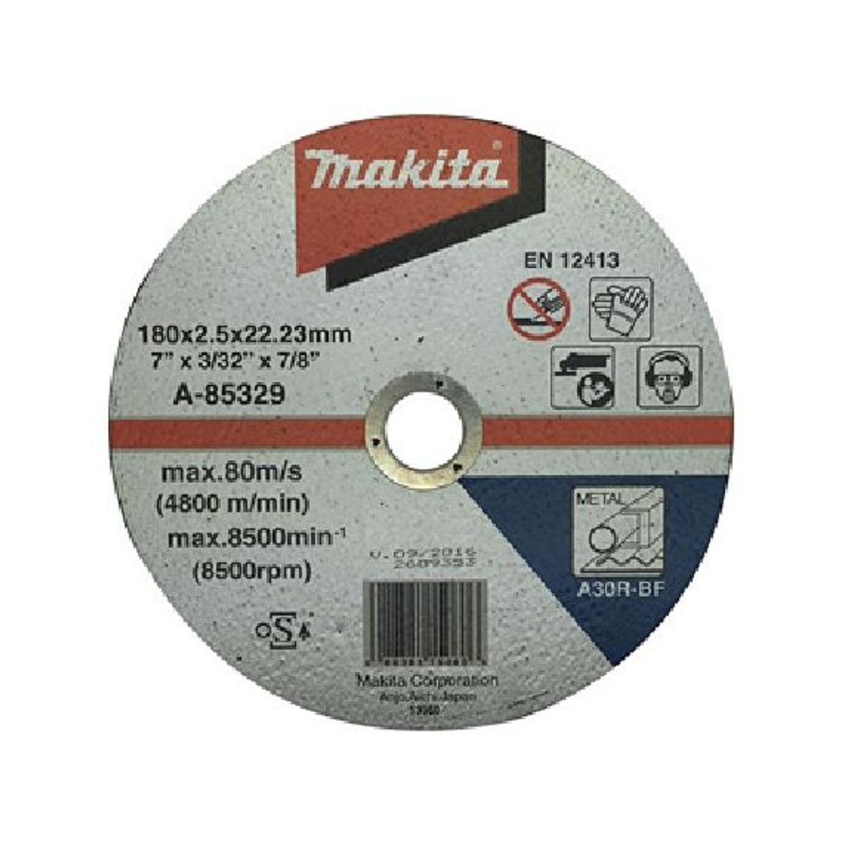 MAKITA - Disco abrasivo corte metal 7 x 25 x 2223mm A30R A-85329