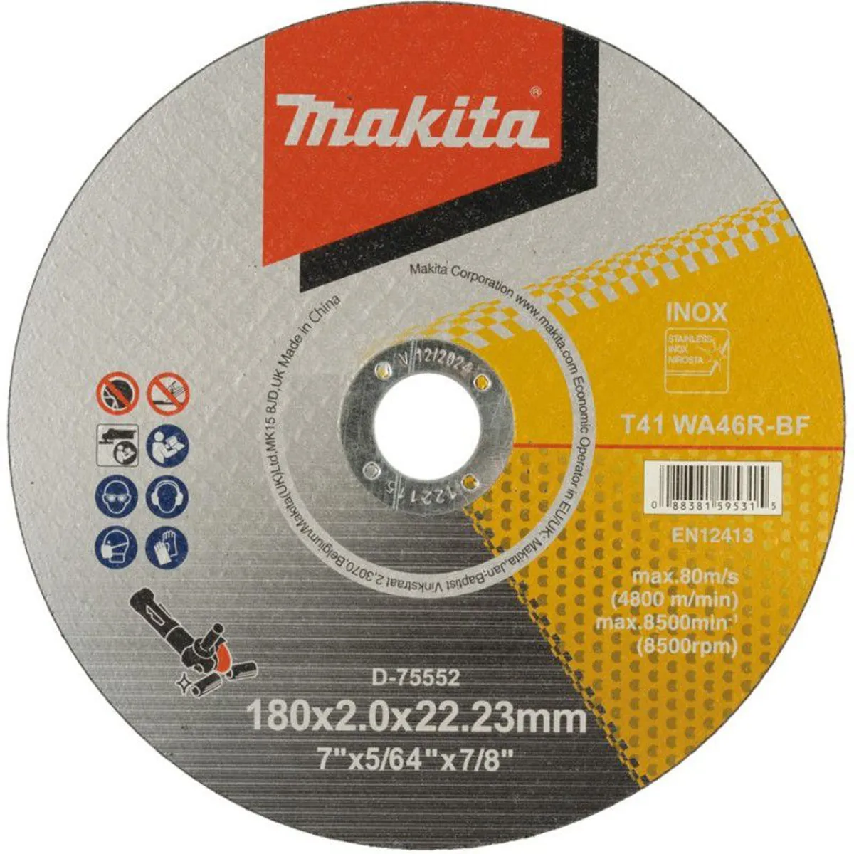 MAKITA - Disco de corte 180x2x2223 InoxAcero Makita D-75552