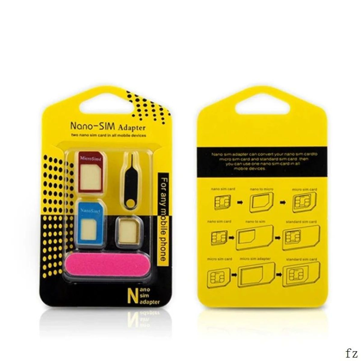 GENERICO - Set 5 piezas Adaptador Micro Nano SIM Estandar Aguja.