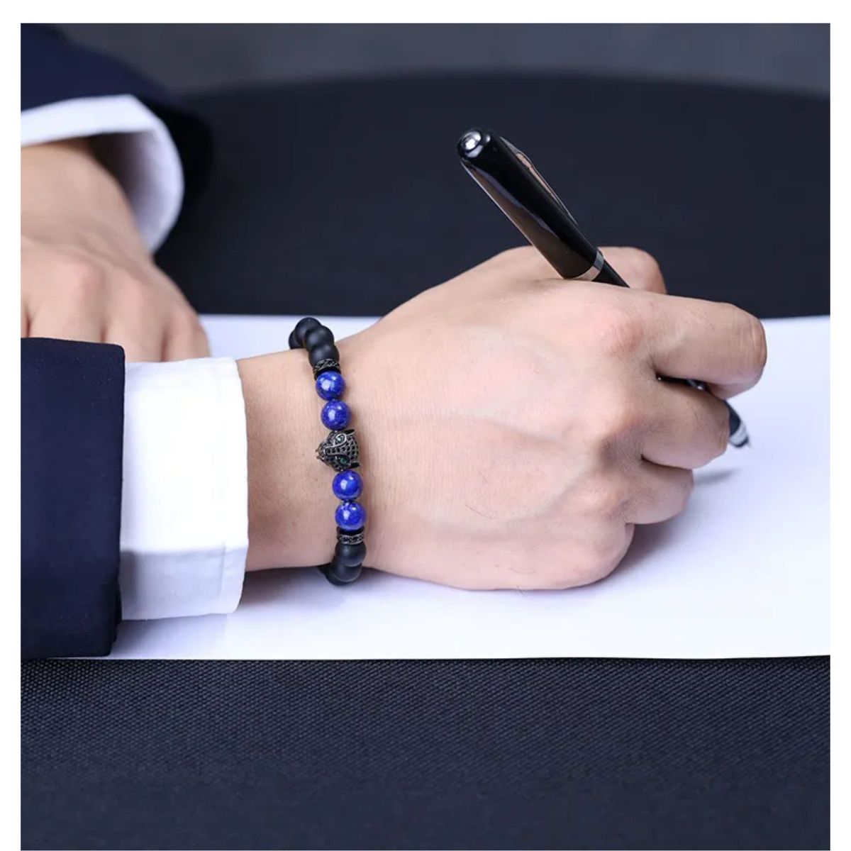 GENERICO - Pulsera Premium de Piedras Naturales de Malaquita para Hombre