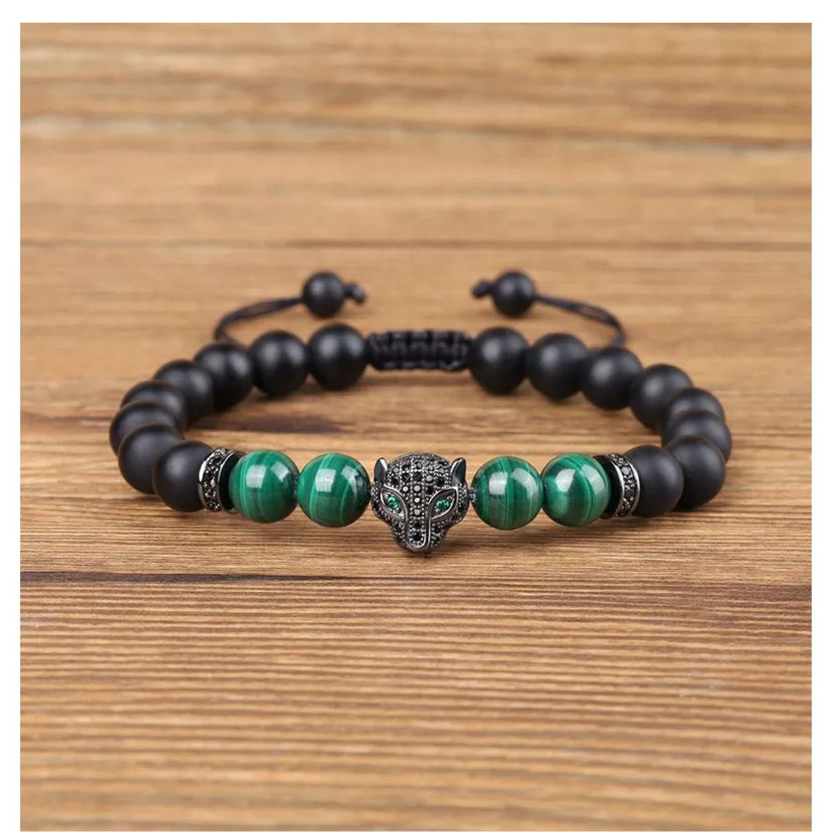 GENERICO - Pulsera Premium de Piedras Naturales de Malaquita para Hombre