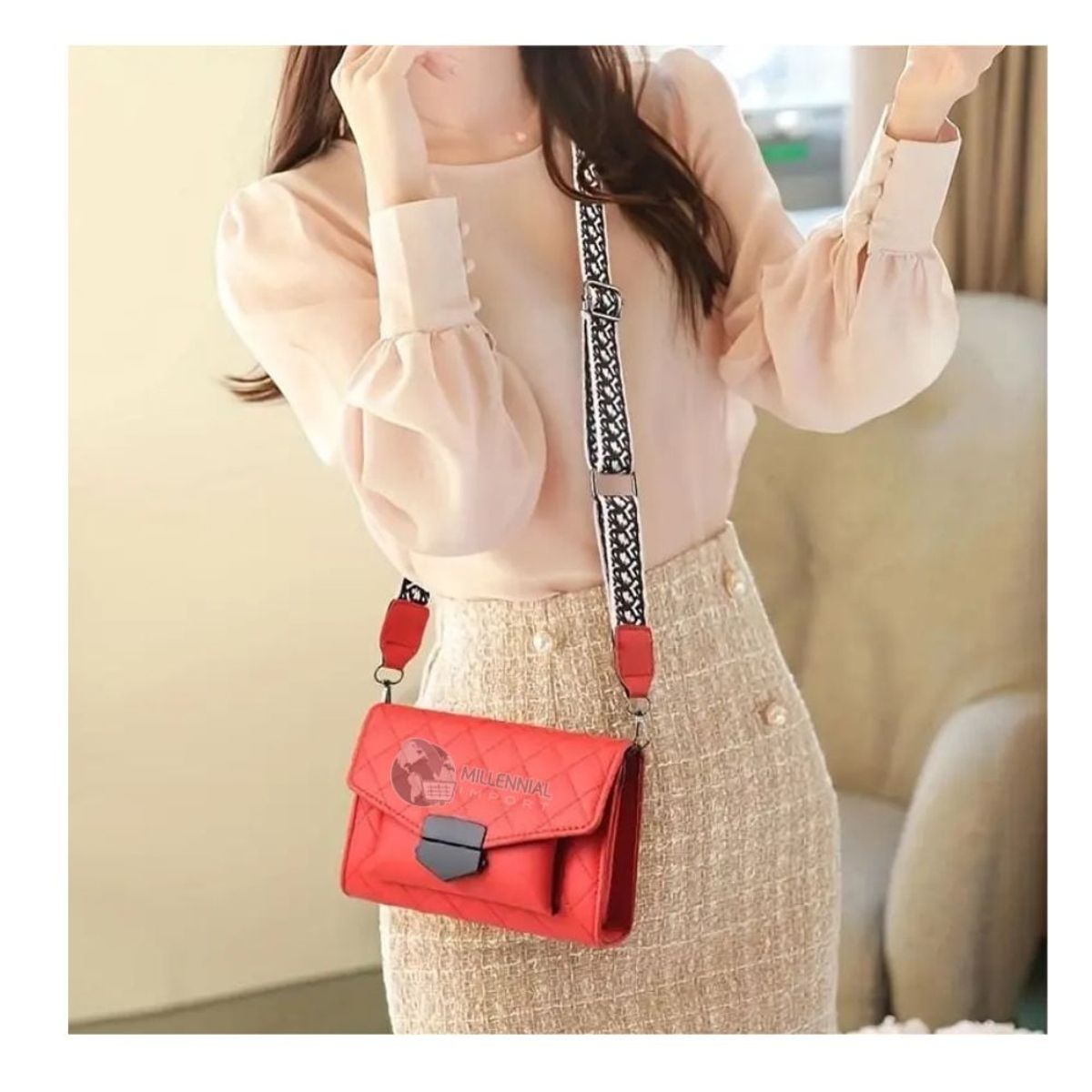 GENERICO - Cartera Elegante de Hombro o Bolso de Mano y Bolsillo Delantero