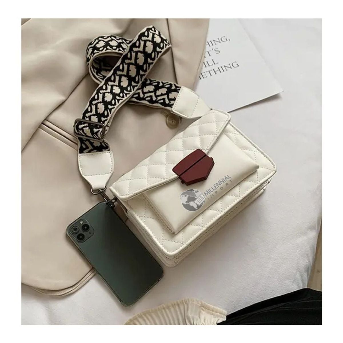 GENERICO - Cartera Bolso con Correa Ajustable -Moderna con Bolsillo Delantero