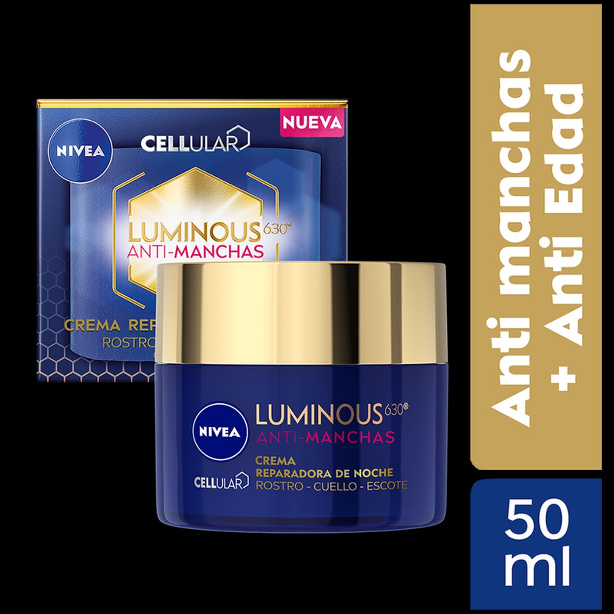 NIVEA - Crema Facial Regeneradora Noche Luminous 630 Antimanchas 50ml