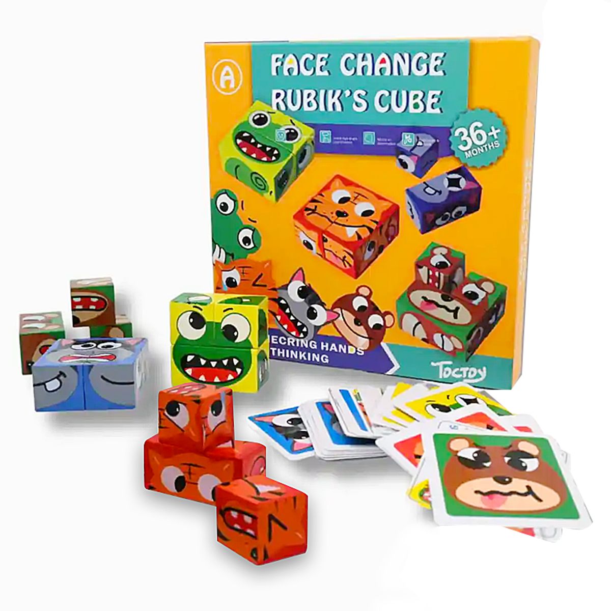 GENERICO - Juguete de madera Cambio de cara Cubo de Rubik Bloques