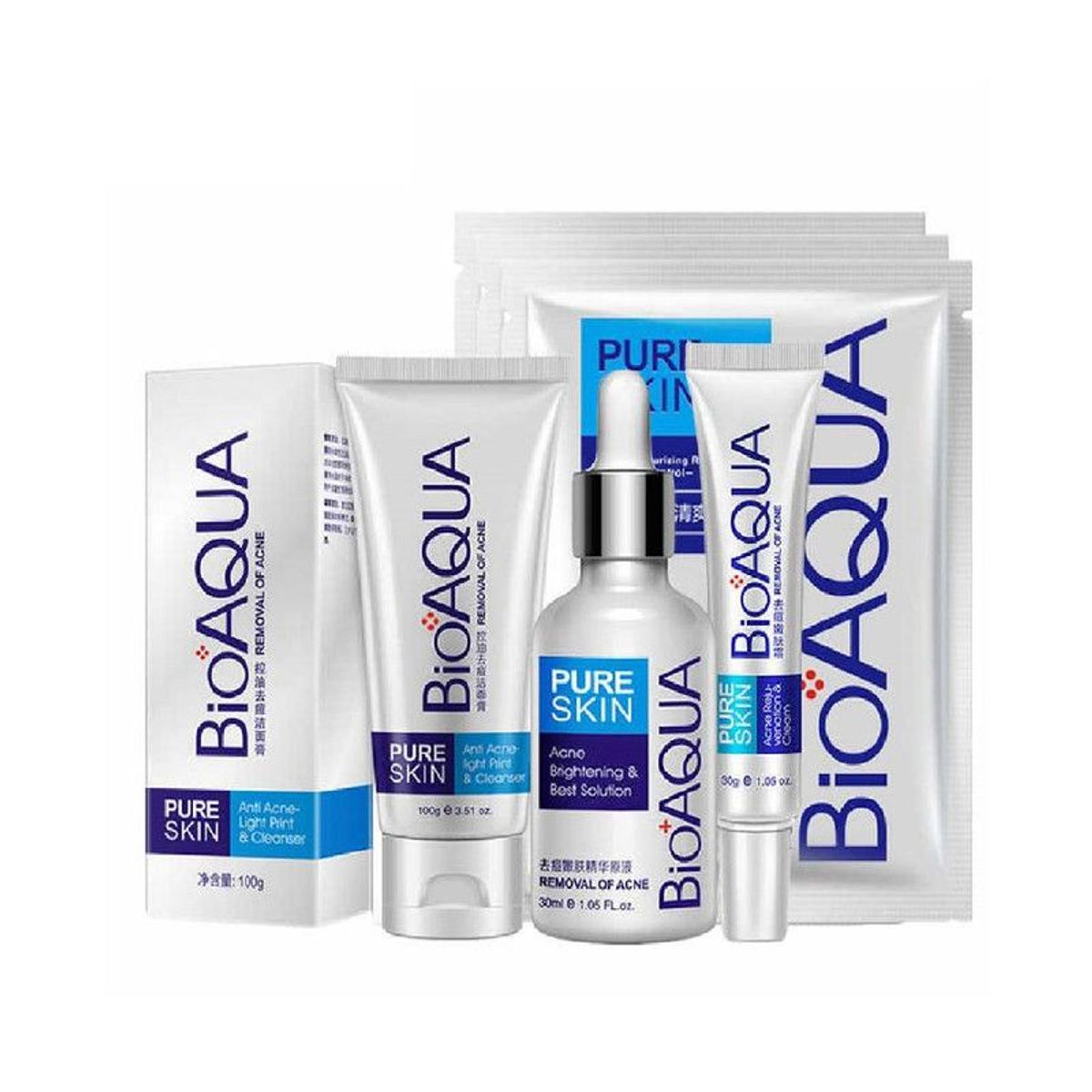 BIOAQUA - Vitamina A Retinol Serum Y PURE SKIN 4 PIEZAS ANTIACNÉ