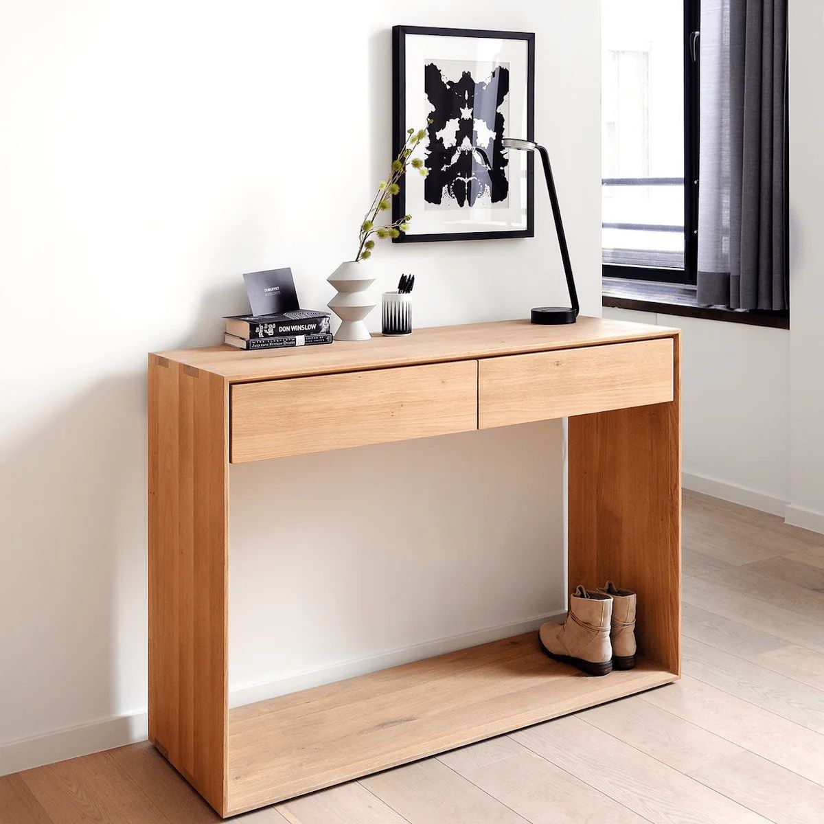 TU MESITA - Consola Nórdica Simón color Haya 2 cajones TU MESITA