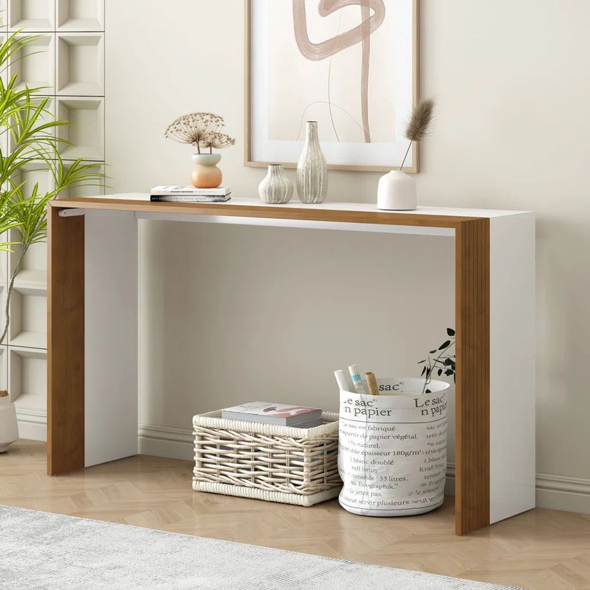 TU MESITA - Moderna Consola Michigan Color BlancoMarrón TU MESITA