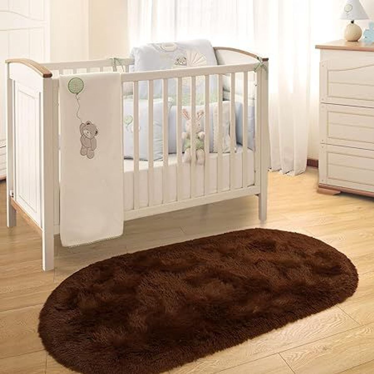 GENERICO - Alfombra ovalada felpa 1,50 x 50 cm color marrón