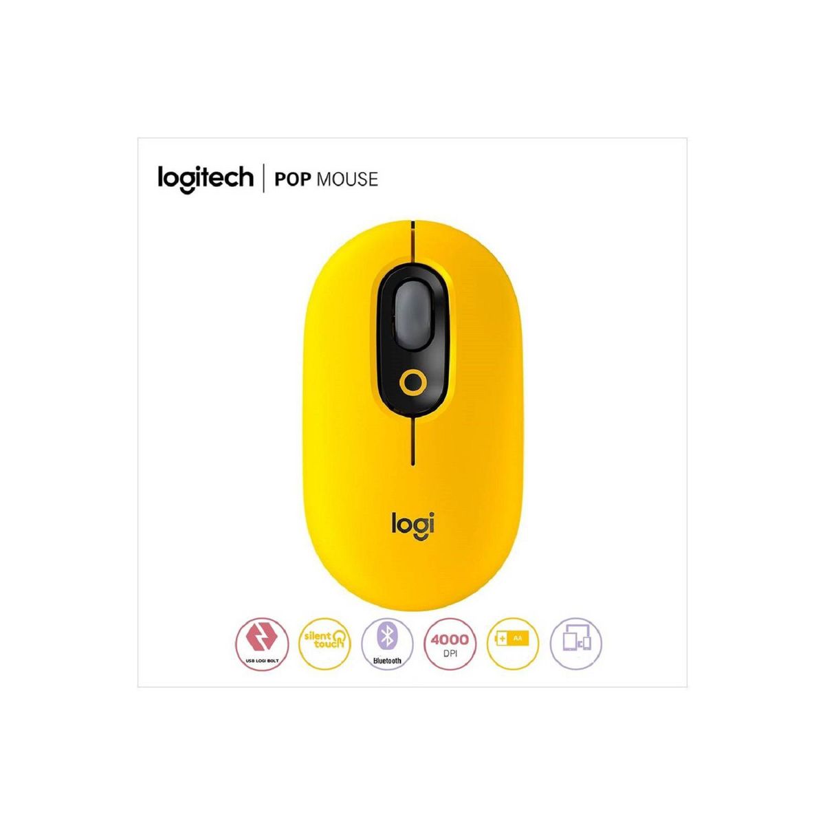 LOGITECH - Mouse Logitech Pop Bluetooth Black yellow