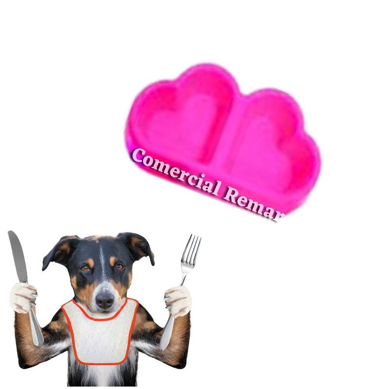 GENERICO - Plato Doble Corazon para Perro Gato Mascota Rosado