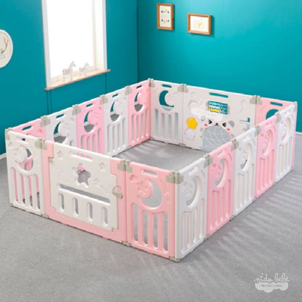 GENERICO - Corral plegable de bebe Luna Rosado Large para bebé
