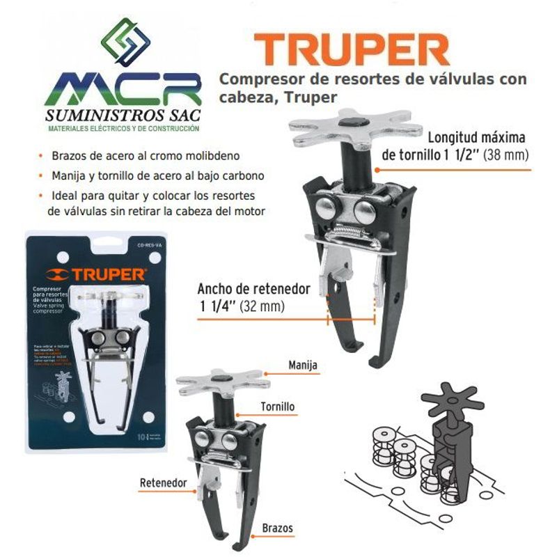 TRUPER - Compresor de resortes de válvulas con cabeza Truper