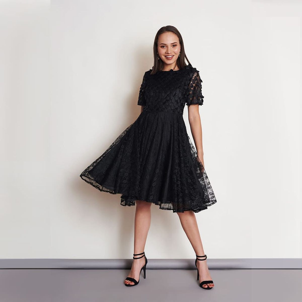 GENERICO - Vestido mujer plumas black Dark