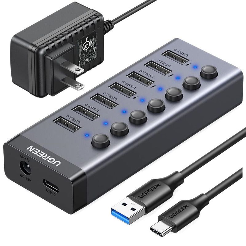 UGREEN - Adaptador HUB 7 puertos en 1 UGREEN, USB 3.0
