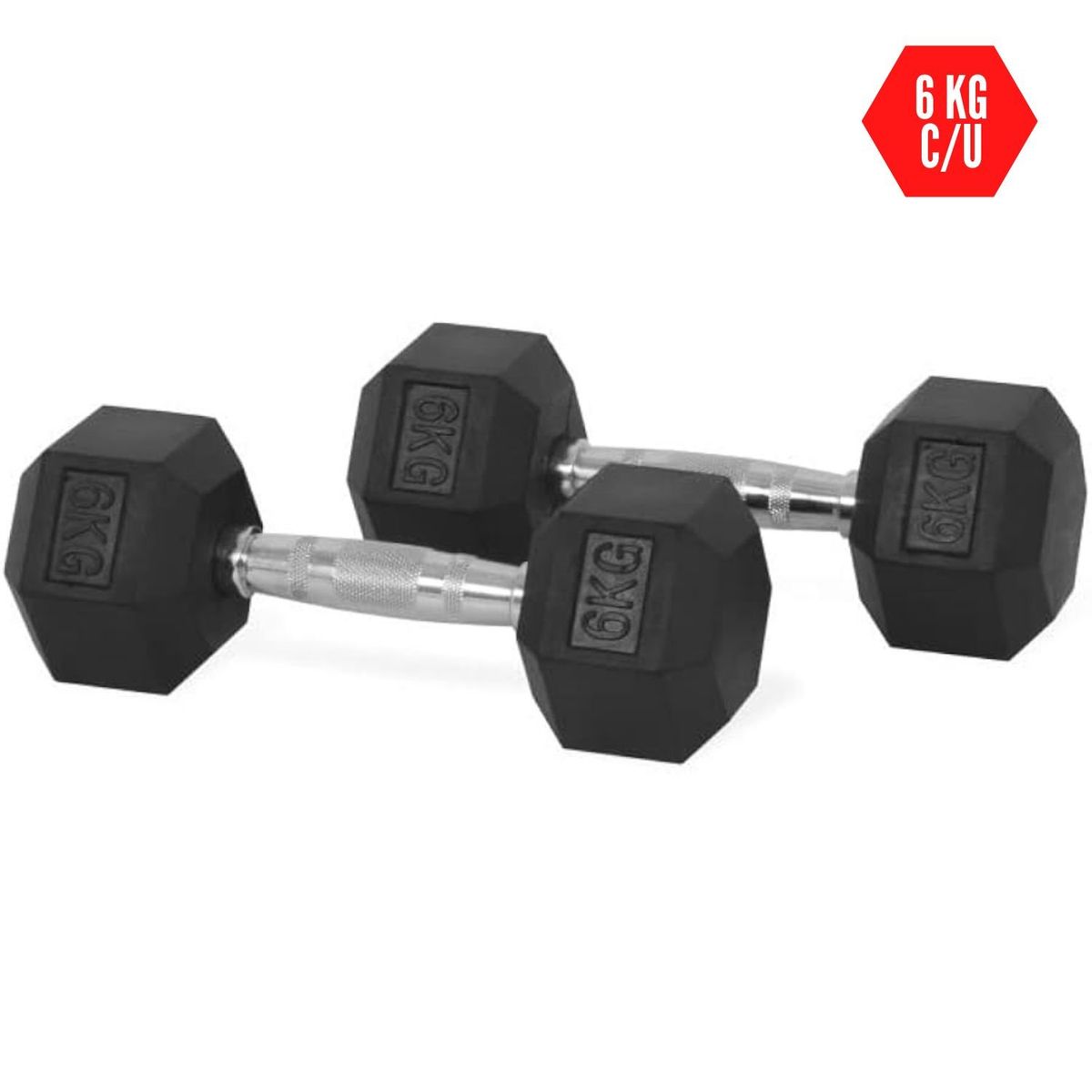 XTREME SPORT - Mancuerna Hexagonal 6kg Pesa de caucho x2