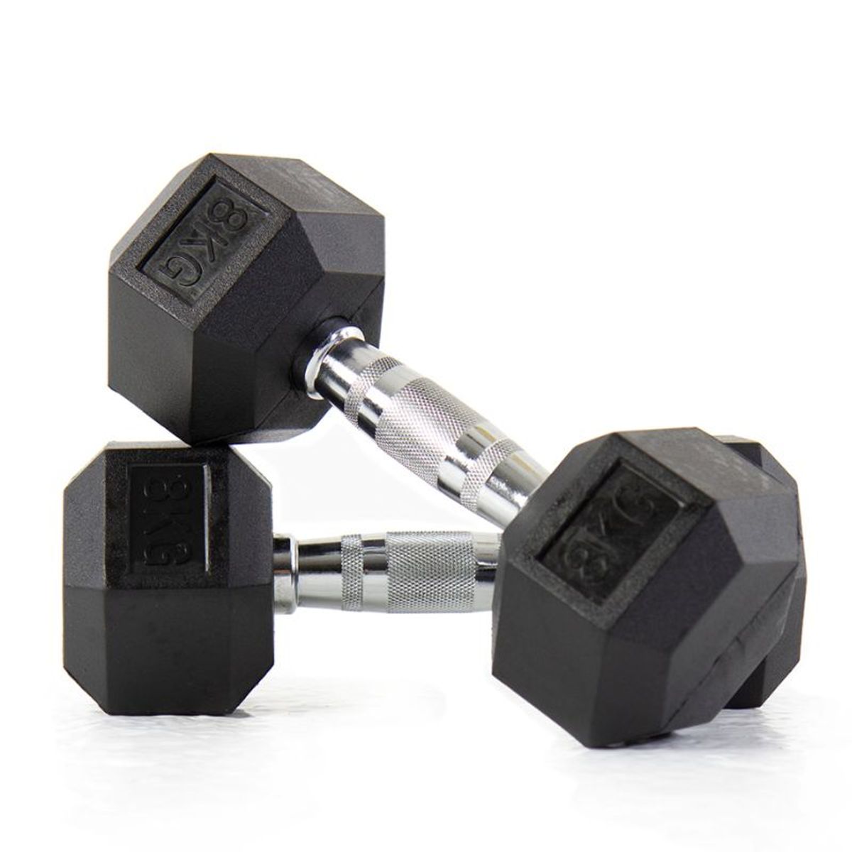 XTREME SPORT - Mancuernas Hexagonales  8kg  Pesas de Caucho x 2