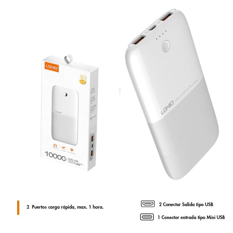 GENERICO - Cargador Portátil LDNIO PR1009 10000mAh turbo