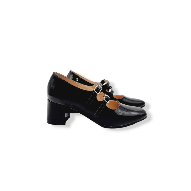 LB LIBBY CALZADOS Y ACCESORIOS - ZAPATOS MARY JANE NEGRO CHAROL