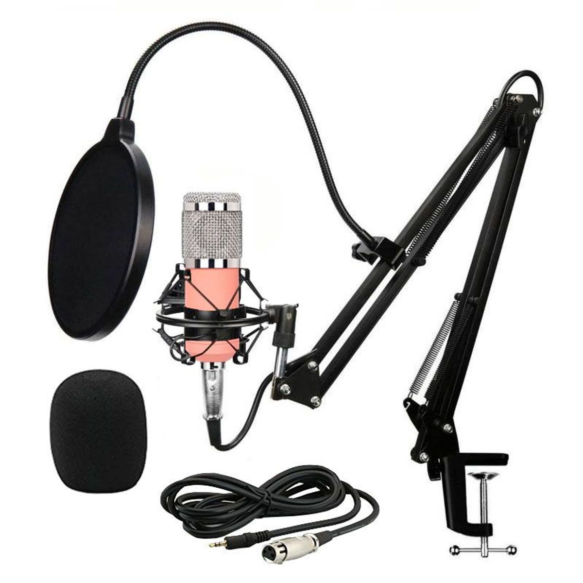 OEM - Kit Micrófono BM 800 Rosado con accesorios para estudio de grabación
