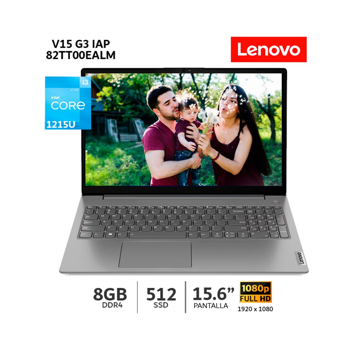 LENOVO - Laptop Lenovo V15 G3 IAP i3-1215U 8Gb Ram 512Gb SSD 156” FHD Wind 82TT00EALM