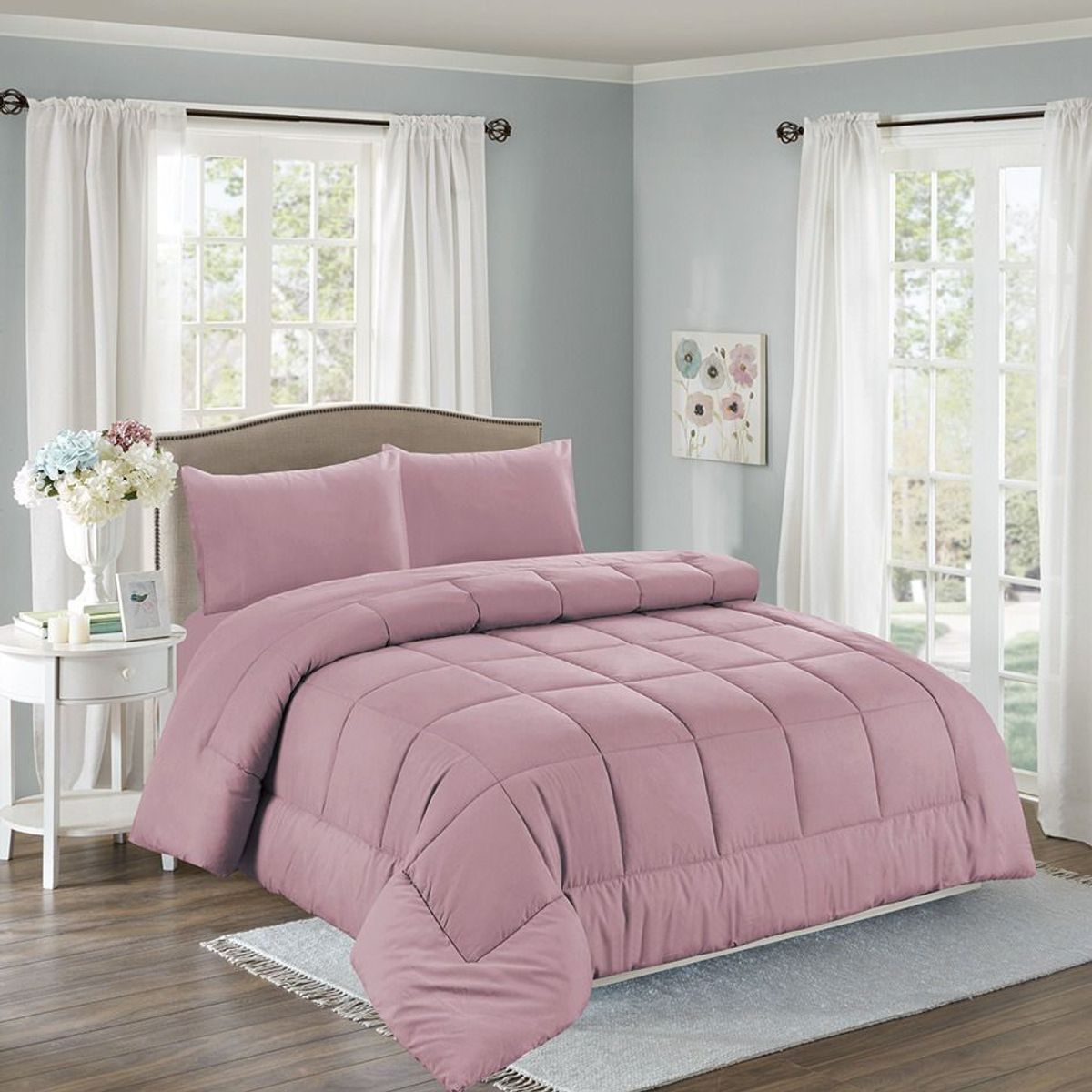 CASATEX - Edredón 2 plazas + Juego de sábanas 100% Algodón - 5 piezas