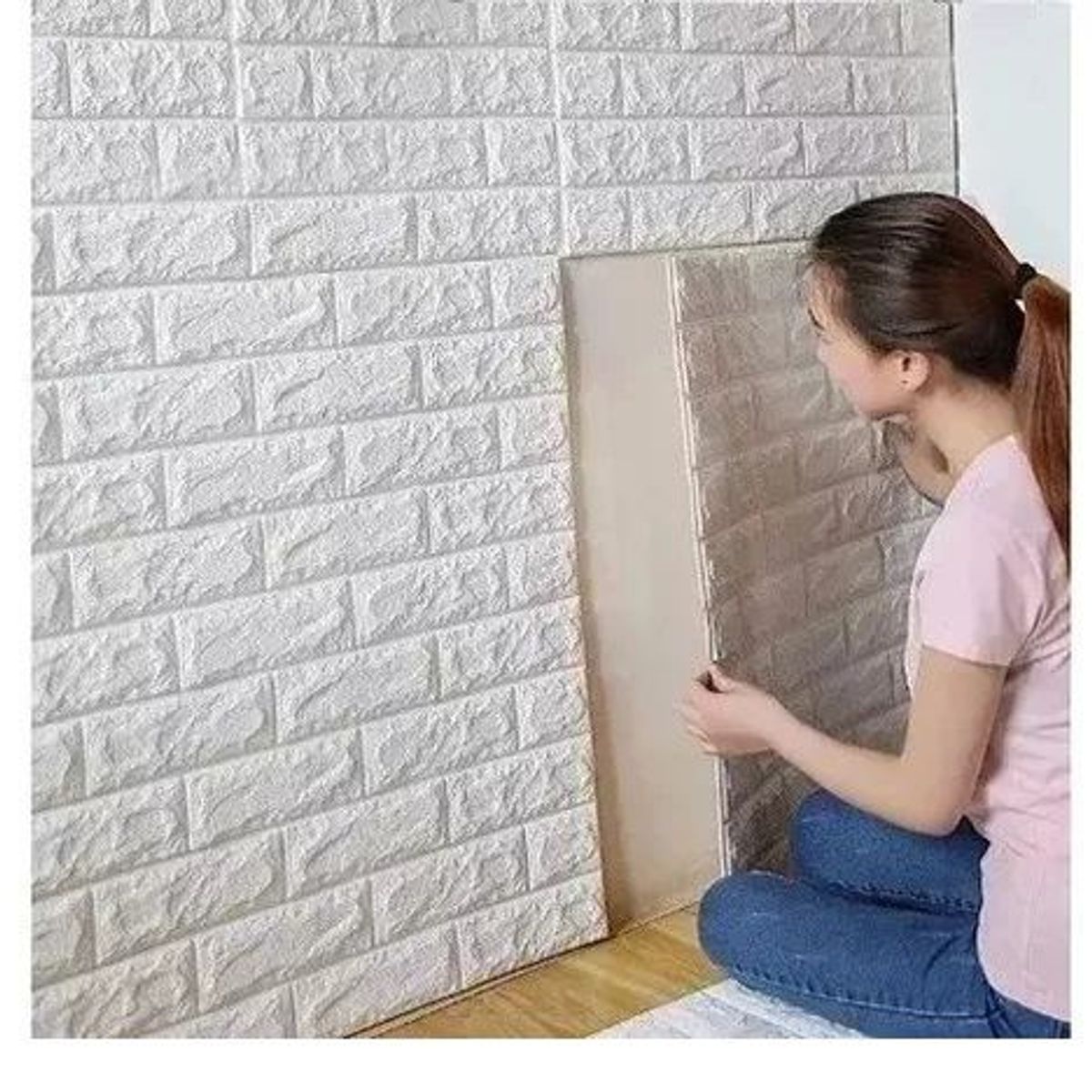 OEM - Papel Tapiz Autoadhesivo Decoración 3D Ladrillo Blanco Pack 10 Piezas