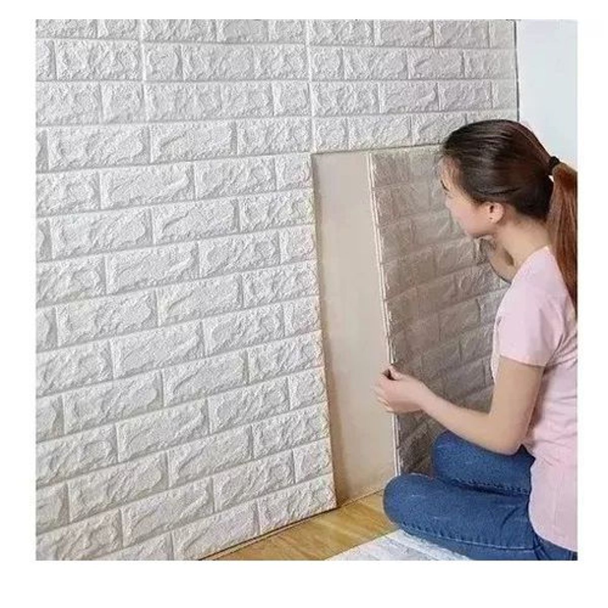 OEM - Papel Tapiz Autoadhesivo Decoración 3D Ladrillo Blanco Pack 10 Piezas