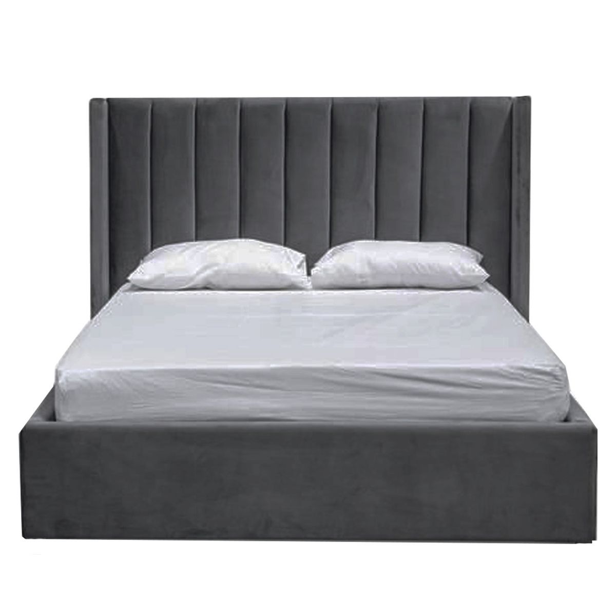 GENERICO - Cama Tapizada Listón Plomo Oscuro 1.5 Plz