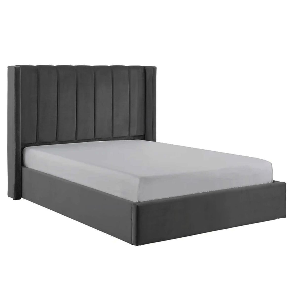 GENERICO - Cama Tapizada Listón Plomo Oscuro 1.5 Plz