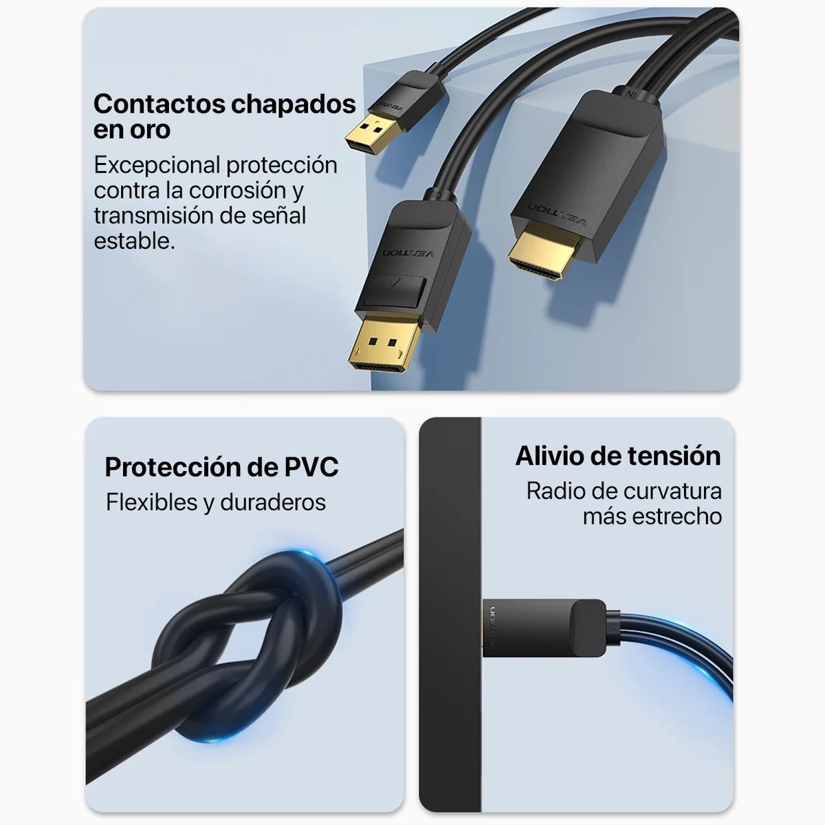 VENTION - Cable Hdmi Macho a DisplayPort Macho 4k 60Hz 2m Vention ABJ