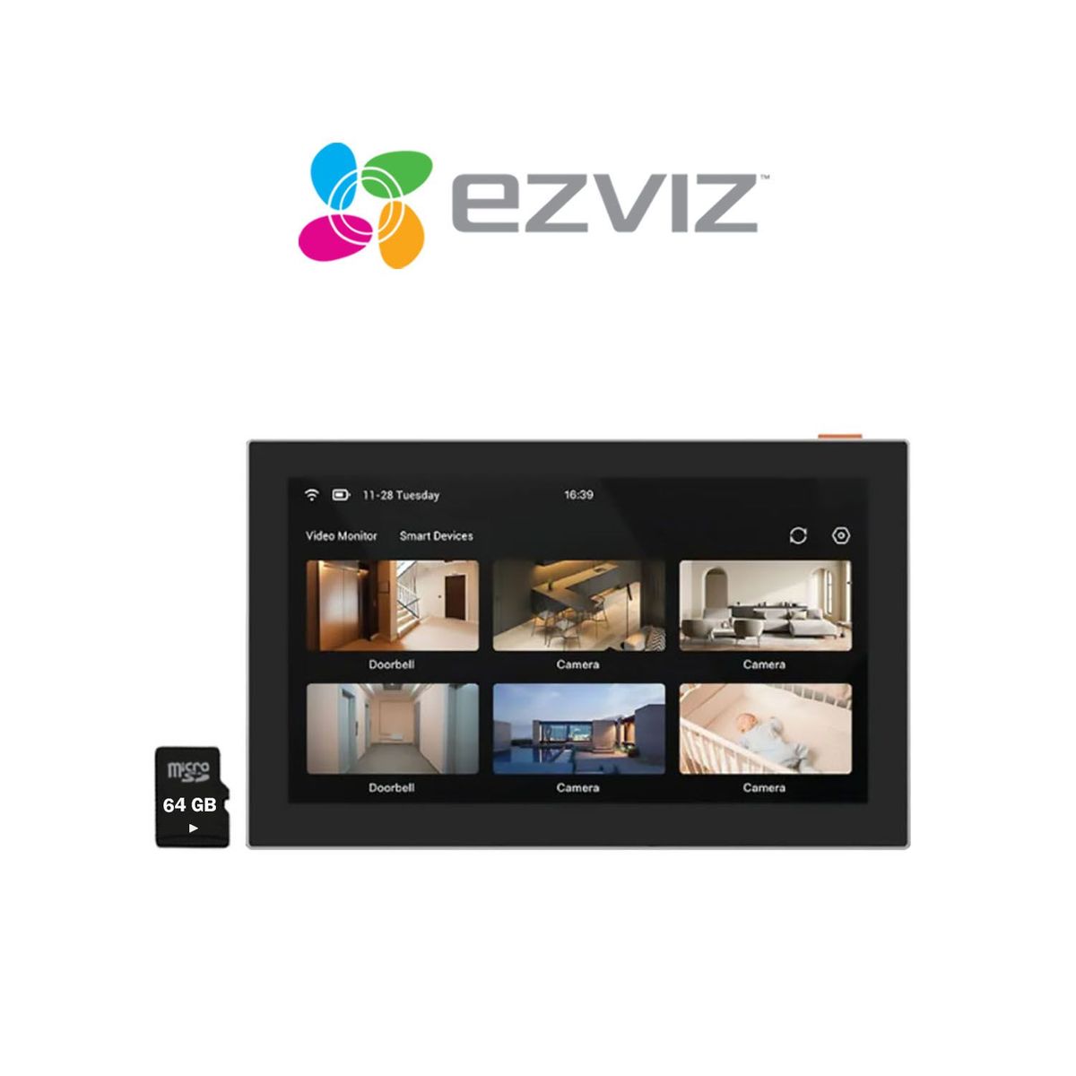 Ezviz - Monitor Táctil Inteligente Ezviz SD7 para Videoporteros Control desde Pantalla Micro SD 64GB