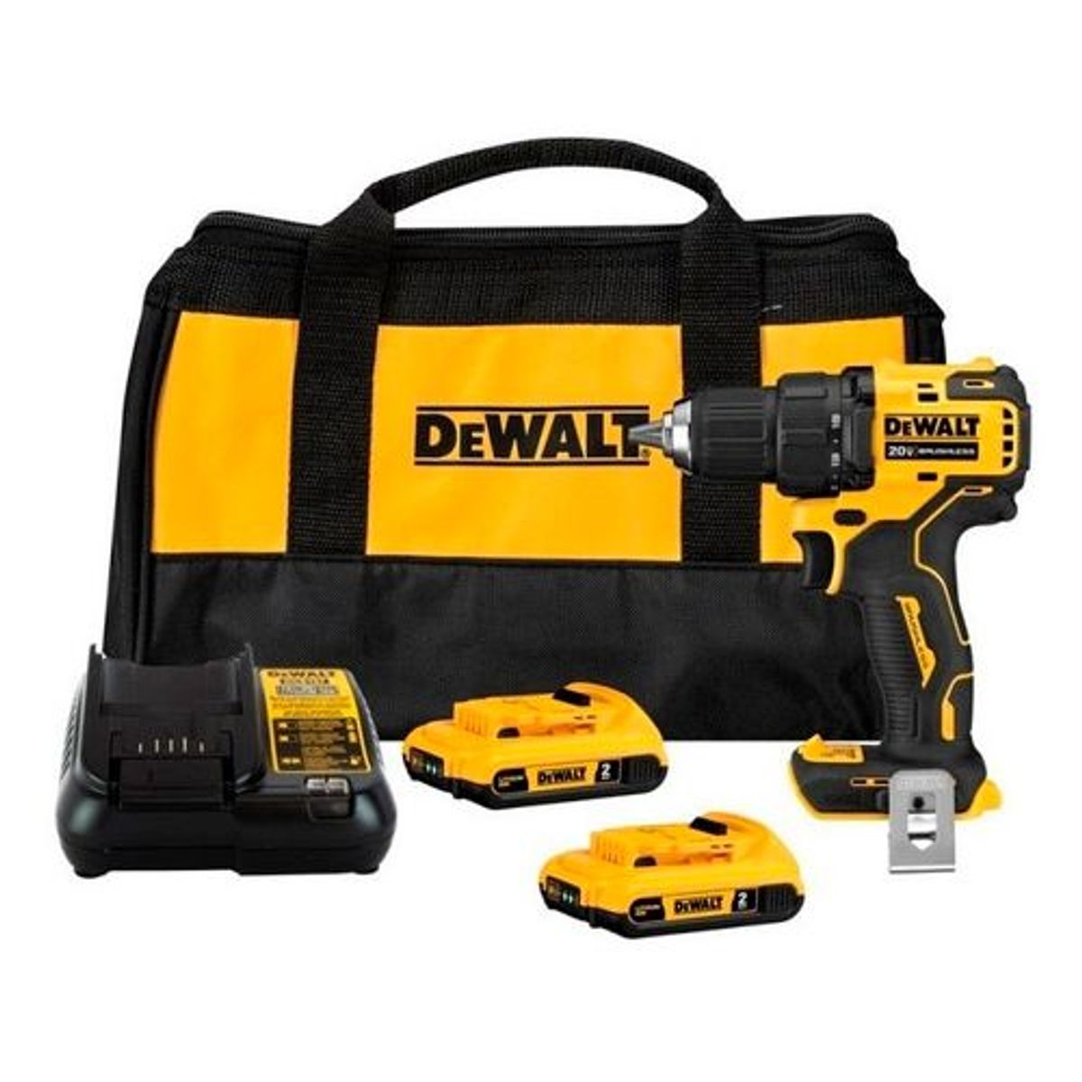 DEWALT - Taladro Inalambrico 20V2 Baterias 20V Max 2Ahcargadormaleta Lona