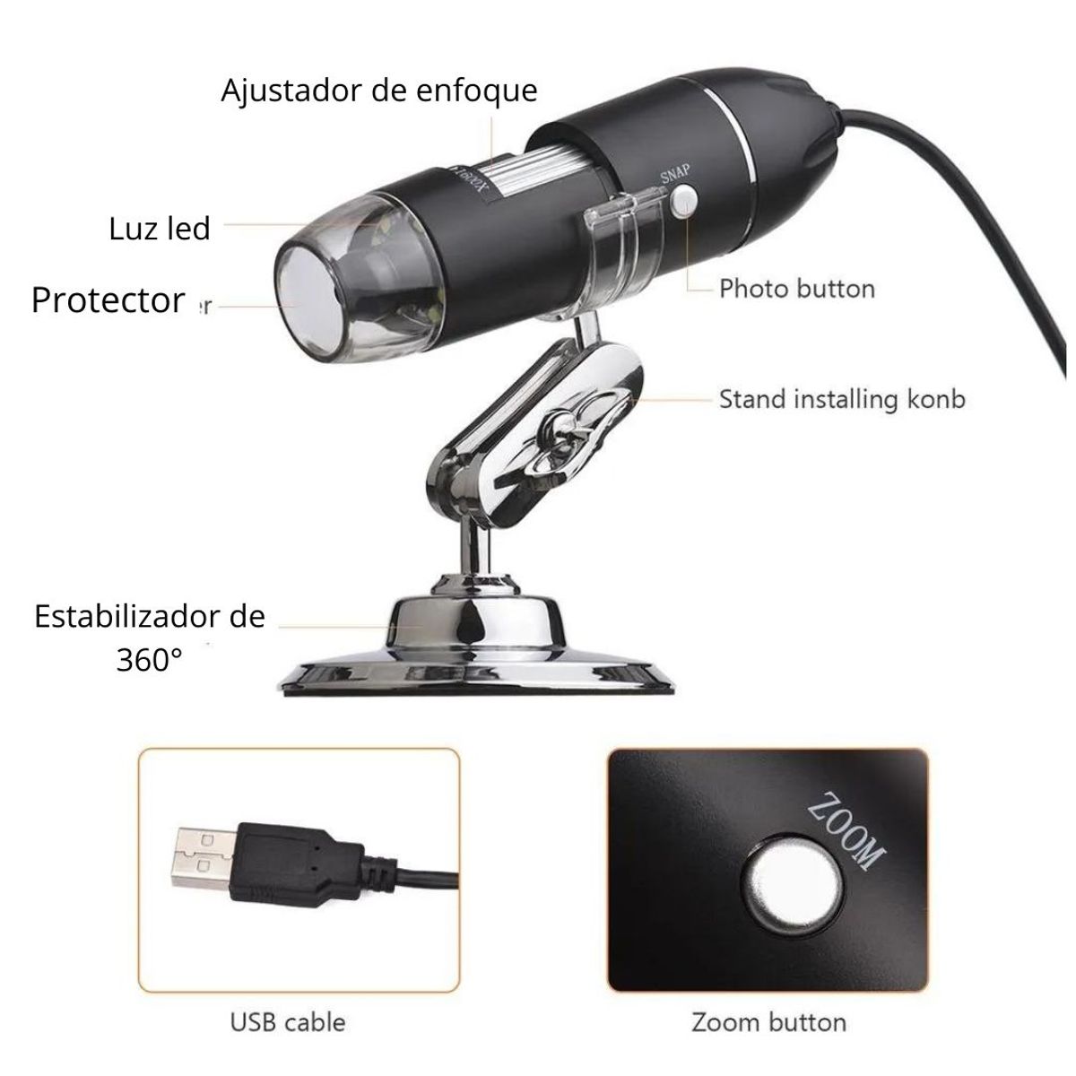 GENERICO - Mini Microscopio Portatil x1600