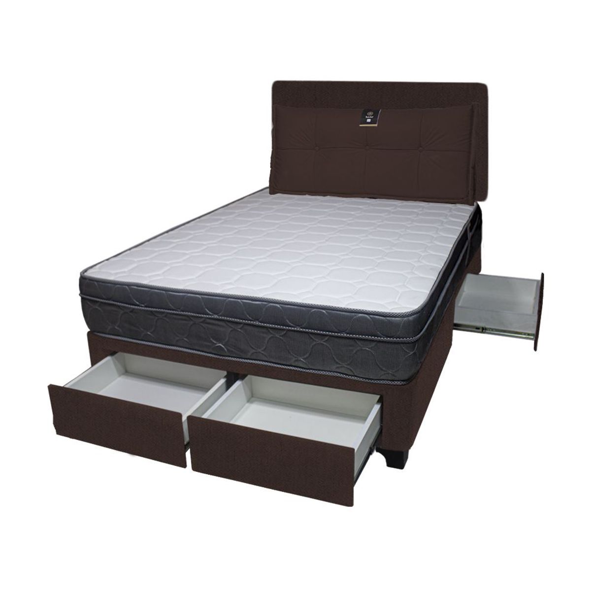 BARAKA HOME - Dormitorio Turin + 4 Cajones Queen + Cabecera + Cojin - Chocolate