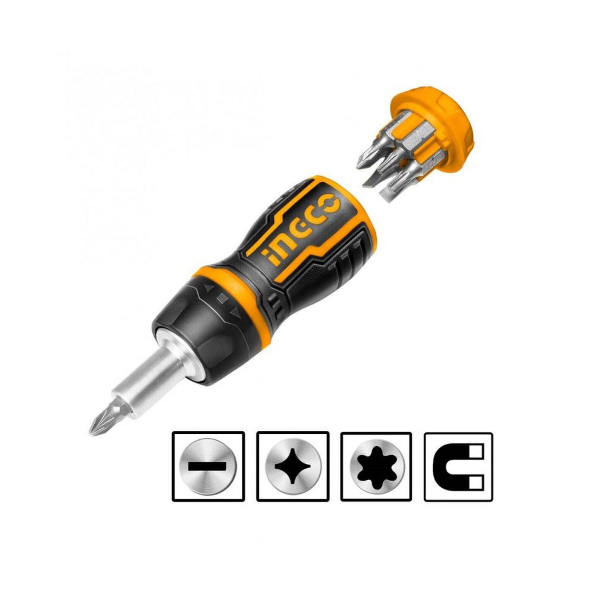 INGCO TOOLS - Desarmador Ratchet Rechoncho 8 EN 1 INGCO