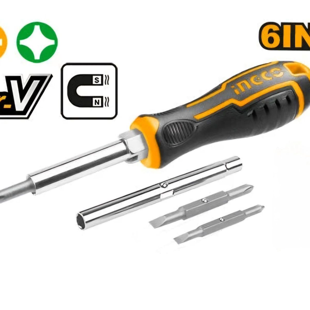 INGCO TOOLS - Desarmador Reversible 6 EN 1 Imantado INGCO