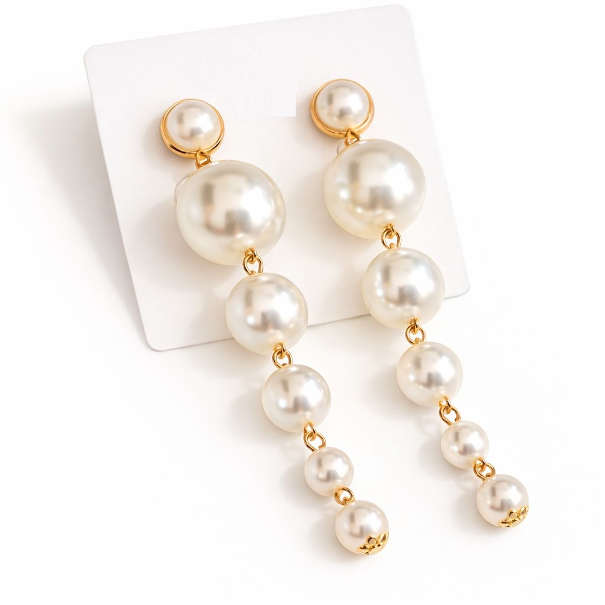 FERNANDA ROMERO JOYAS Y ACCESORIOS - Lindos Aretes Largos de Perlas en Degradé 7cm - Tendencia